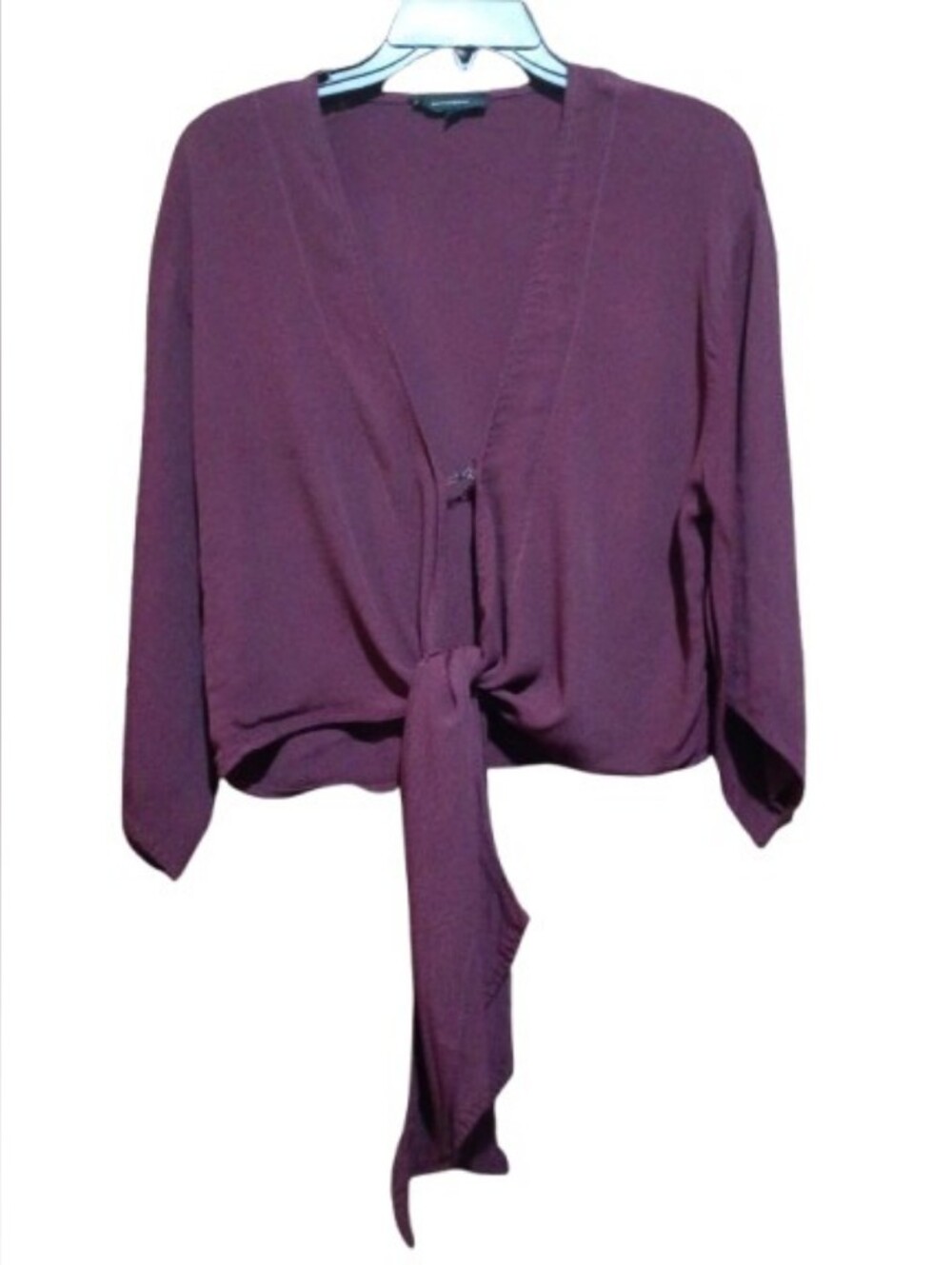Olivaceous Burgundy Tie‑Front Top